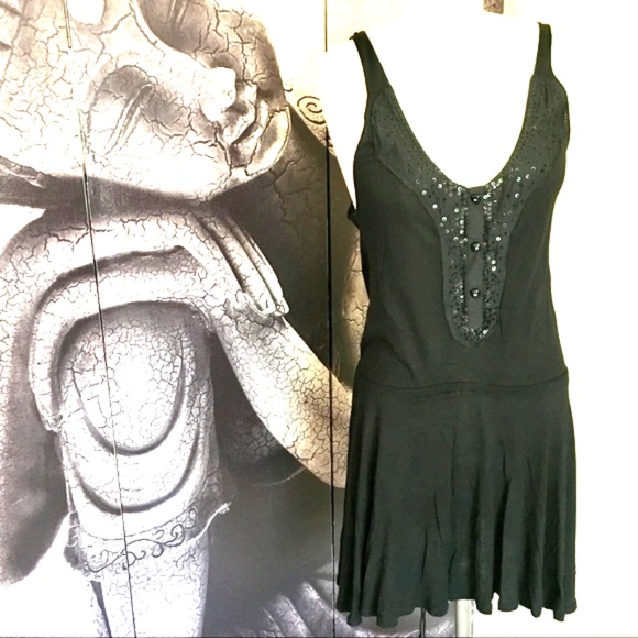 Free People Dresses & Skirts - Free People Black Sequin & Beaded Tunic Dress